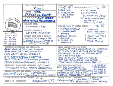 Grateful Dead Discography Grids